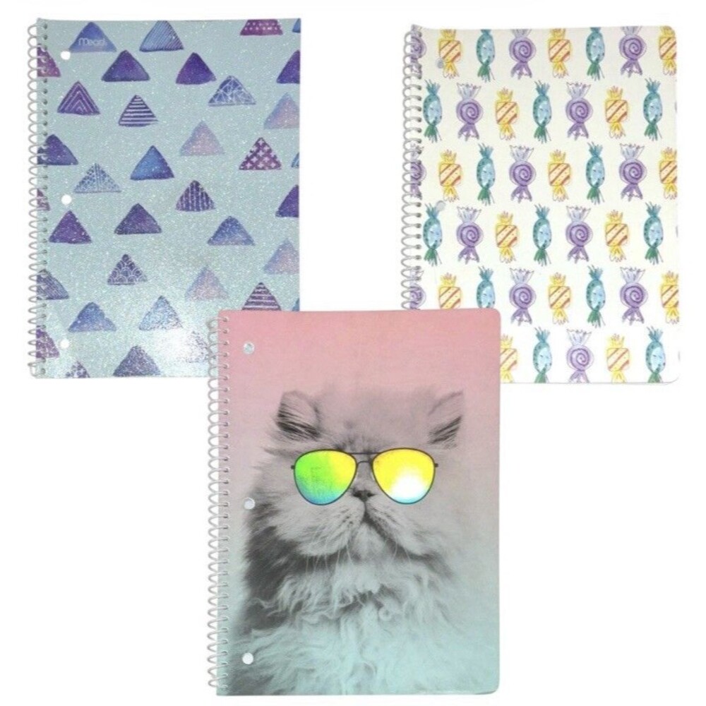 3x Mead and Gartner Studios Wide Ruled Spiral Notebooks 80-70 Sheets Each